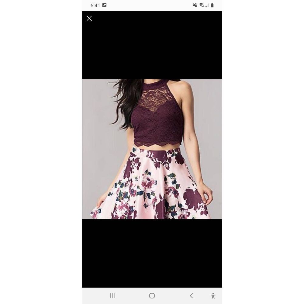 Junior Jr Size 5 City Triangle 2pc Semi Formal Crop Top Skirt Dress Prom Wedding